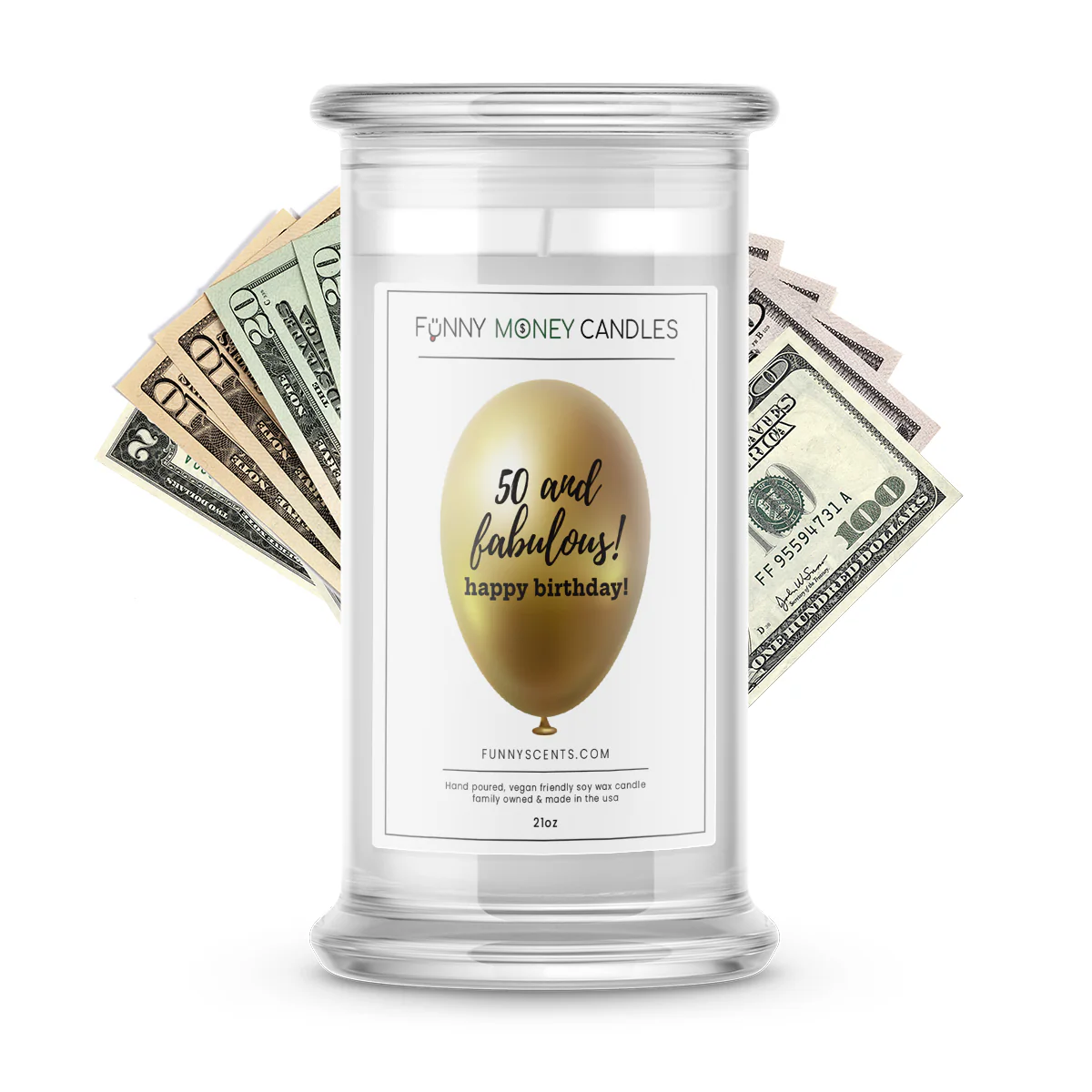 50 and fabulous happy birthday! Money Funny Candles