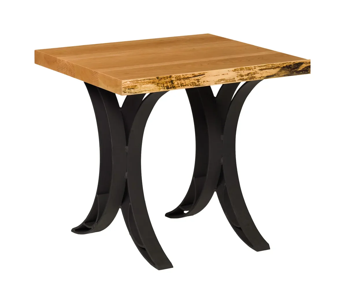 Amish Made Live Edge Double Curve End Table