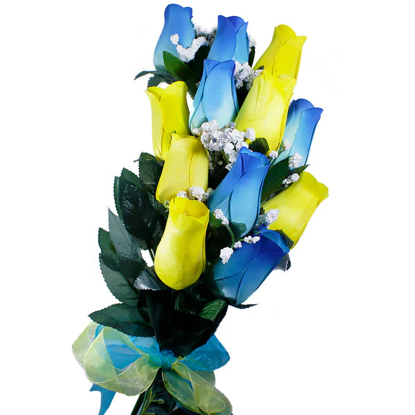 Baby Blue & Yellow Bouquet Jewelry Roses - Image 2