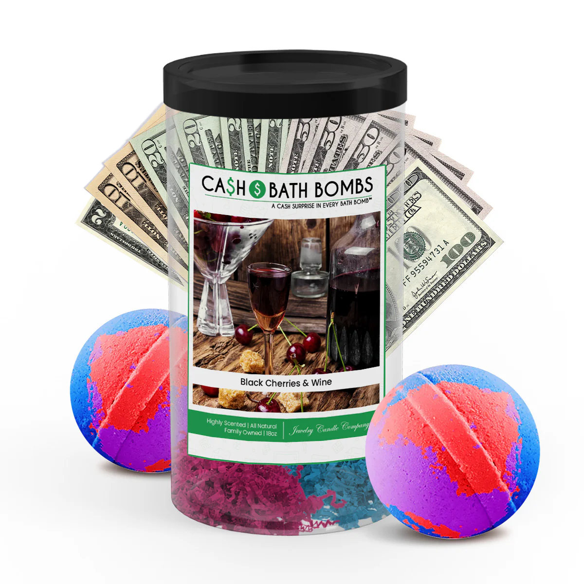 Black Cherries & Wine Cash Bath Bombs Twin Pack
