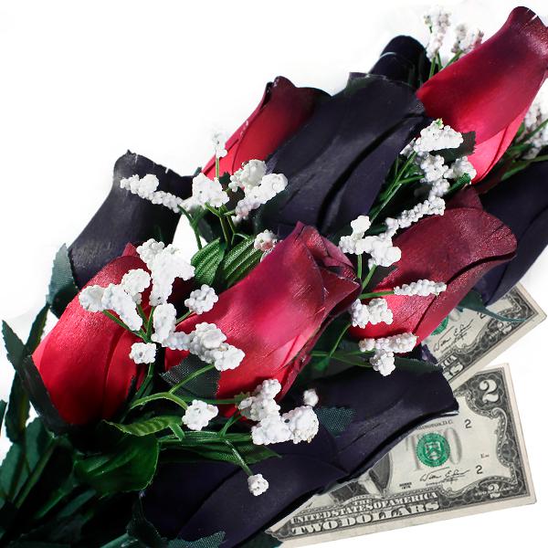 Black & Red Bouquet Cash Roses