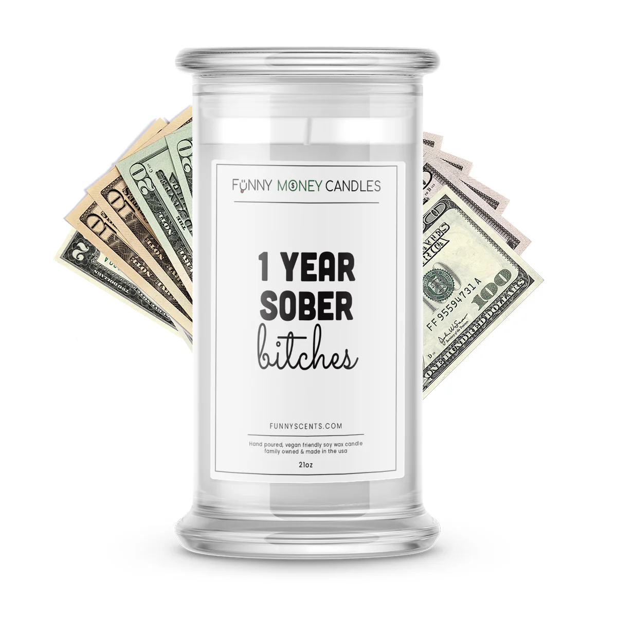 Clean and Sober Bitches Money Funny Candles - Image 2