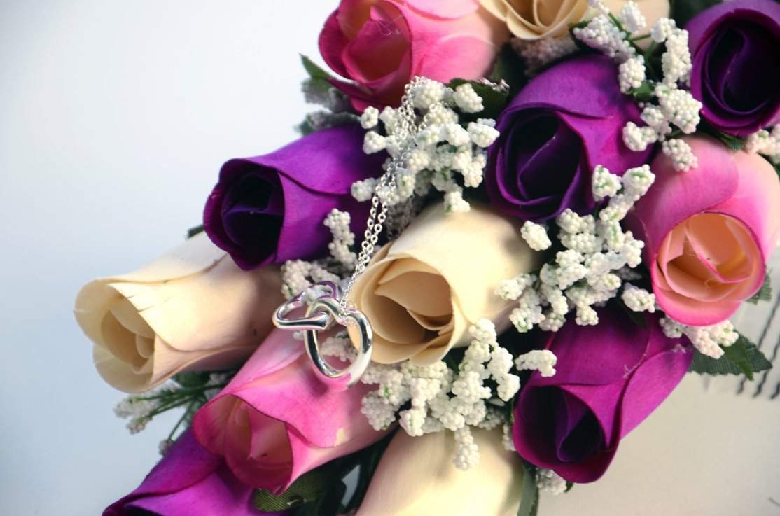 Cream, Deep Purple, & Lavender Ombré Dozen Bouquet Jewelry Roses - Image 3