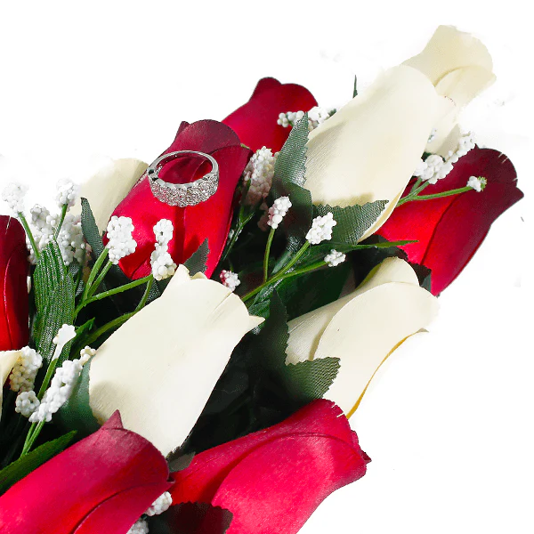Cream & Red Bouquet Jewelry Roses