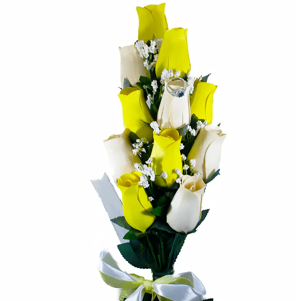 Cream & Yellow Bouquet Jewelry Roses - Image 2