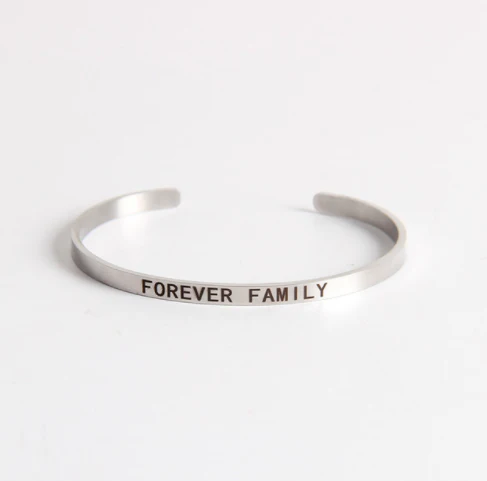 Forever Family Stainless Steel Cuff Bracelet