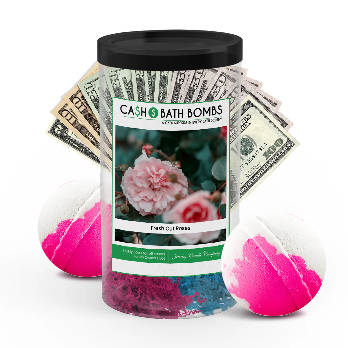 Fresh Cut Roses Cash Bath Bombs Twin Pack