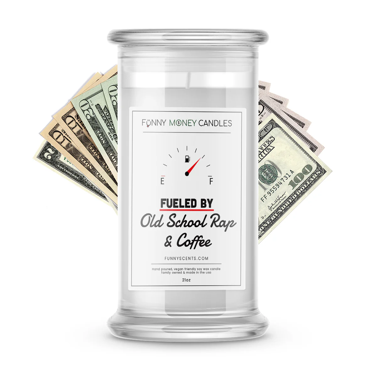 Fueled By Old School Rap and Coffee Money Funny Candles