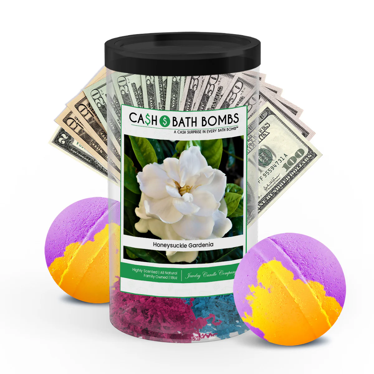 Honeysuckle Gardenia Cash Bath Bombs Twin Pack