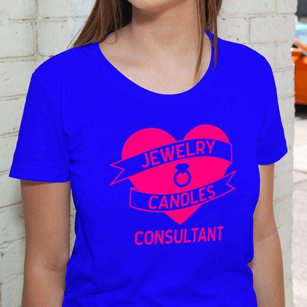 Hot Pink On Blue Heart Banner Short-Sleeve Shirt - Jewelry Clothing