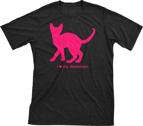 I Love My Abyssinian Must Love Cats Hot Pink On Black Short Sleeve T-Shirt