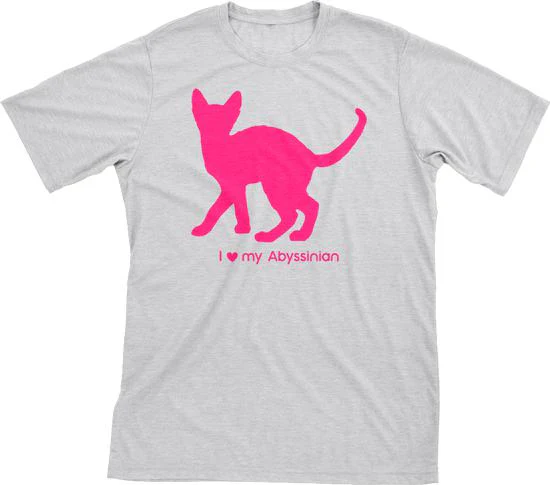I Love My Abyssinian Must Love Cats Hot Pink On Heathered Grey Short Sleeve T-Shirt
