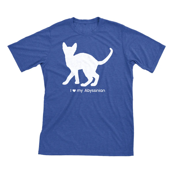 I Love My Abyssinian Must Love Cats White On Heathered Royal Blue Short Sleeve T-Shirt