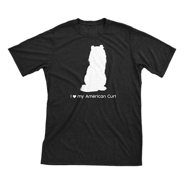 I Love My American Curl Must Love Cats White On Black Short Sleeve T-Shirt