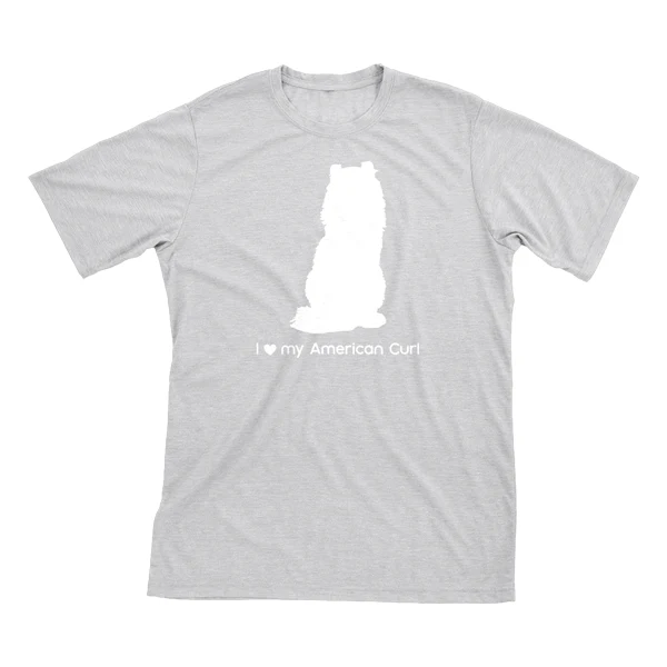 I Love My American Curl Must Love Cats White On Heathered Grey Short Sleeve T-Shirt