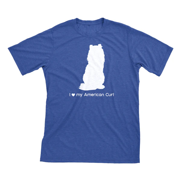 I Love My American Curl Must Love Cats White On Heathered Royal Blue Short Sleeve T-Shirt