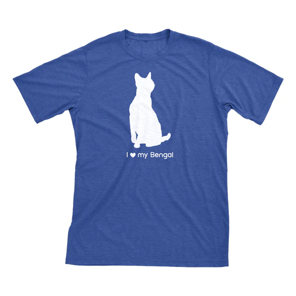 I Love My Bengal Must Love Cats White On Heathered Royal Blue Short Sleeve T-Shirt