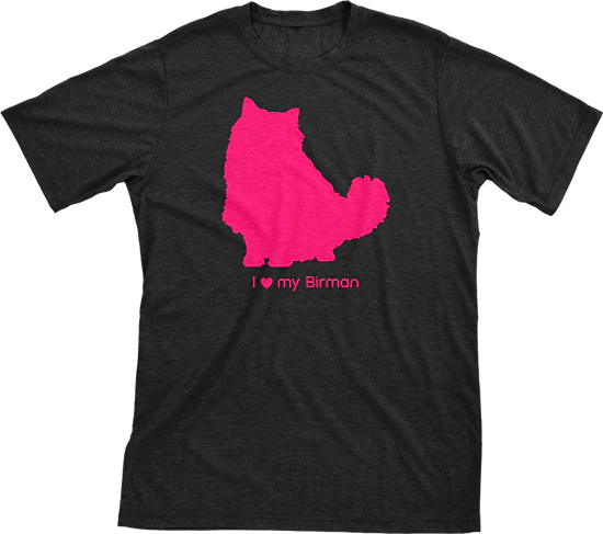 I Love My Birman Must Love Cats Hot Pink On Black Short Sleeve T-Shirt