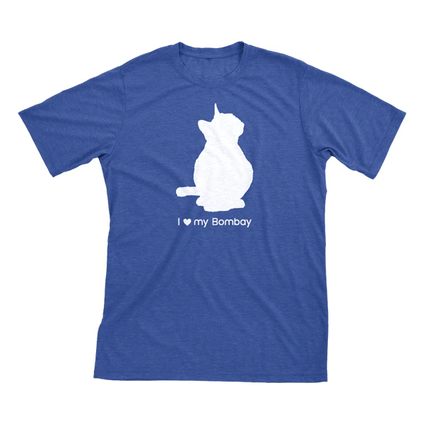 I Love My Bombay Must Love Cats White On Heathered Royal Blue Short Sleeve T-Shirt