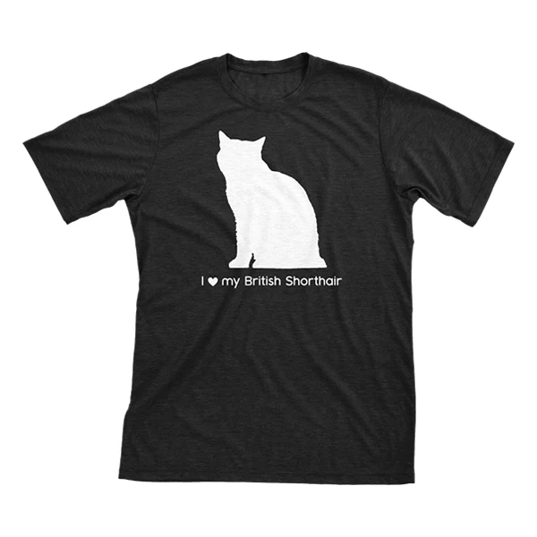 I Love My British Shorthair Must Love Cats White On Black Short Sleeve T-Shirt