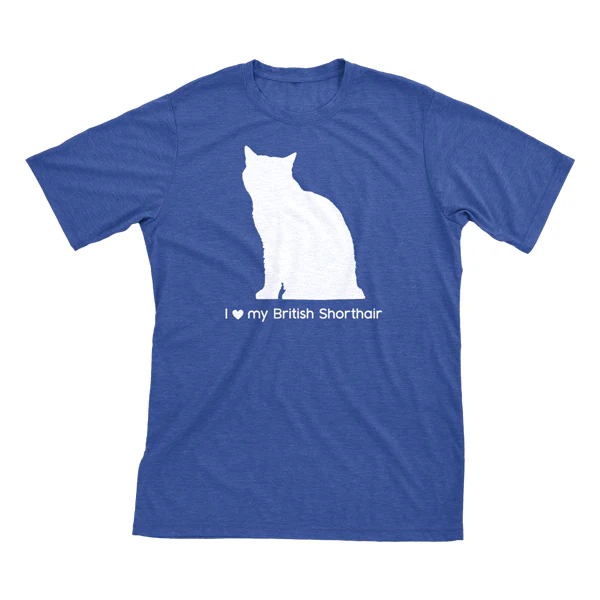 I Love My British Shorthair Must Love Cats White On Heathered Royal Blue Short Sleeve T-Shirt