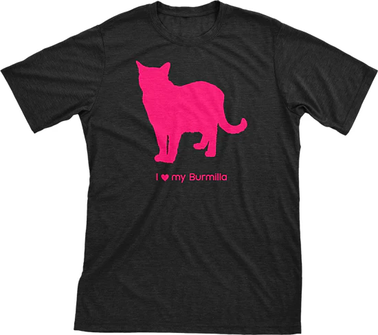 I Love My Burmilla Must Love Cats Hot Pink On Black Short Sleeve T-Shirt