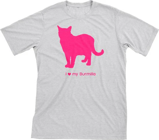 I Love My Burmilla Must Love Cats Hot Pink On Heathered Grey Short Sleeve T-Shirt