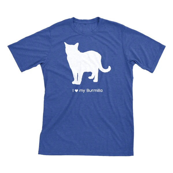 I Love My Burmilla Must Love Cats White On Heathered Royal Blue Short Sleeve T-Shirt