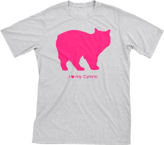 I Love My Cymric Must Love Cats Hot Pink On Heathered Grey Short Sleeve T-Shirt