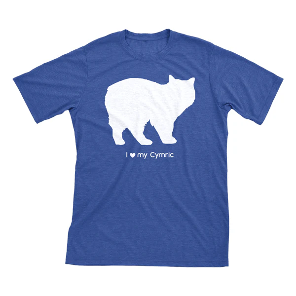 I Love My Cymric Must Love Cats White On Heathered Royal Blue Short Sleeve T-Shirt