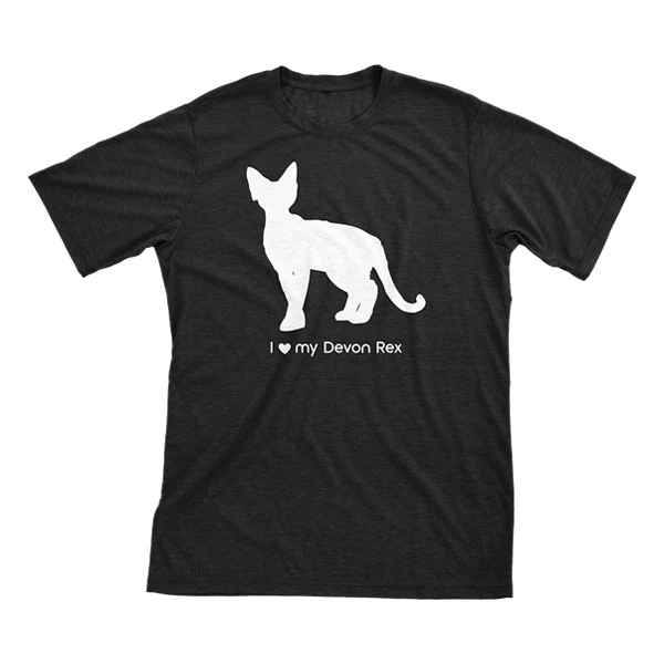 I Love My Devon Rex Must Love Cats White On Black Short Sleeve T-Shirt
