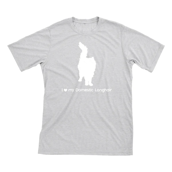 I Love My Domestic Longhair Must Love Cats White On Heathered Grey Short Sleeve T-Shirt