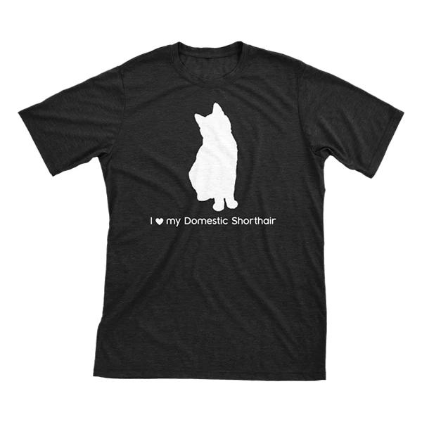 I Love My Domestic Shorthair Must Love Cats White On Black Short Sleeve T-Shirt