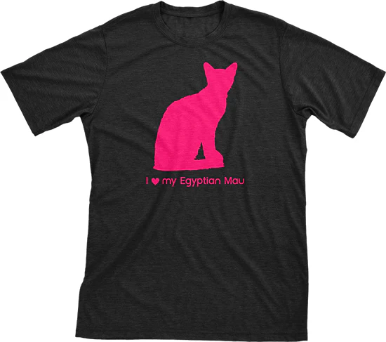 I Love My Egyptian Mau Must Love Cats Hot Pink On Black Short Sleeve T-Shirt