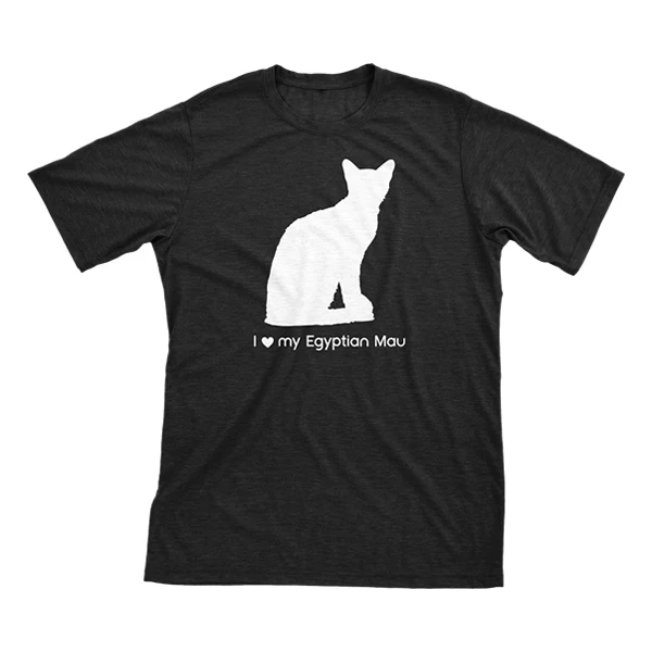 I Love My Egyptian Mau Must Love Cats White On Black Short Sleeve T-Shirt