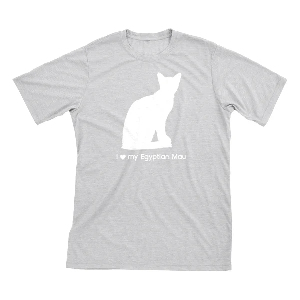 I Love My Egyptian Mau Must Love Cats White On Heathered Grey Short Sleeve T-Shirt