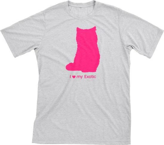 I Love My Exotic Must Love Cats Hot Pink On Heathered Grey Short Sleeve T-Shirt