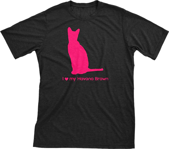 I Love My Havana Brown Must Love Cats Hot Pink On Black Short Sleeve T-Shirt
