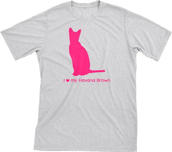 I Love My Havana Brown Must Love Cats Hot Pink On Heathered Grey Short Sleeve T-Shirt