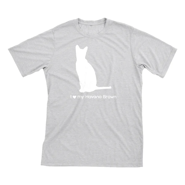 I Love My Havana Brown Must Love Cats White On Heathered Grey Short Sleeve T-Shirt