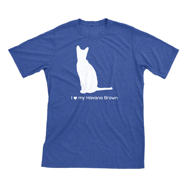 I Love My Havana Brown Must Love Cats White On Heathered Royal Blue Short Sleeve T-Shirt