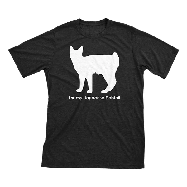 I Love My Japanese Bobtail Must Love Cats White On Black Short Sleeve T-Shirt