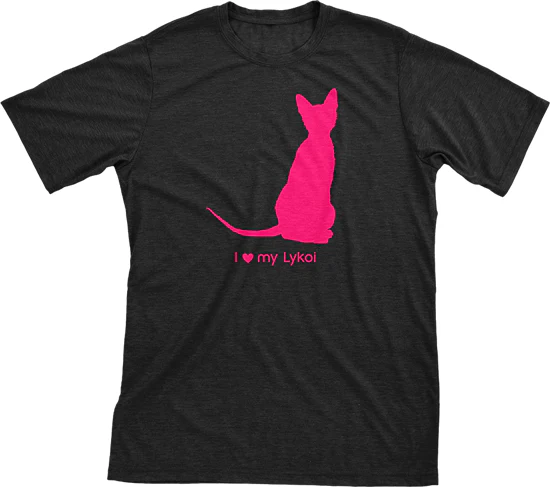 I Love My Lykoi Must Love Cats Hot Pink On Black Short Sleeve T-Shirt