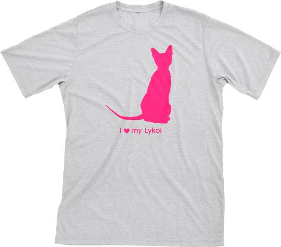 I Love My Lykoi Must Love Cats Hot Pink On Heathered Grey Short Sleeve T-Shirt