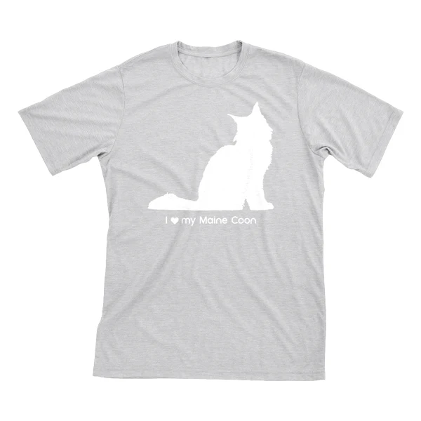 I Love My Maine Coon Must Love Cats White On Heathered Grey Short Sleeve T-Shirt