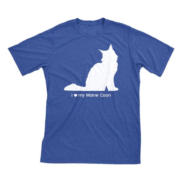 I Love My Maine Coon Must Love Cats White On Heathered Royal Blue Short Sleeve T-Shirt