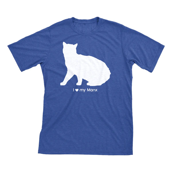 I Love My Manx Must Love Cats White On Heathered Royal Blue Short Sleeve T-Shirt