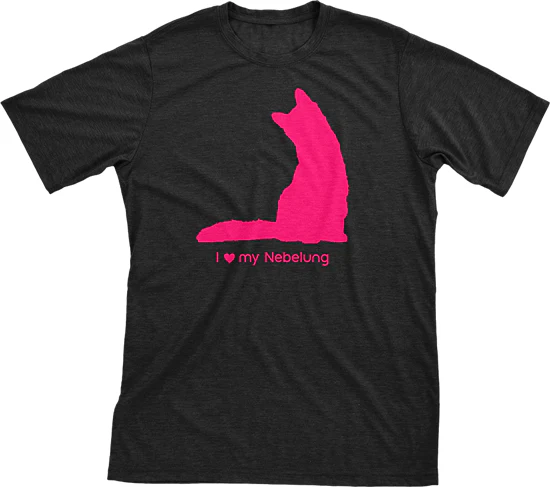 I Love My Nebelung Must Love Cats Hot Pink On Black Short Sleeve T-Shirt