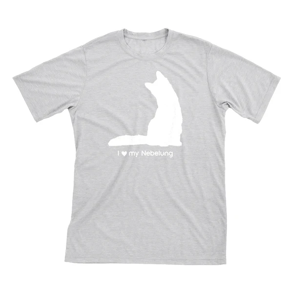 I Love My Nebelung Must Love Cats White On Heathered Grey Short Sleeve T-Shirt