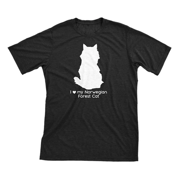 I Love My Norwegian Forest Cat Must Love Cats White On Black Short Sleeve T-Shirt